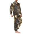 thumbnail image 2 of Susaid Golden White Tiger Print Men's Long Sleeve Pajama Set, Two-Piece Button-Down Loungewear PJs Set, Comfortable Sleepwear for Relaxation-Small, 2 of 7