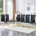 thumbnail image 5 of NEW Set of 2 Retro Faux Leather Dining Chairs with Crystal Buckles, Alligator Texture Upholstery & Metal Bow Legs, 5 of 10