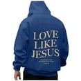 thumbnail image 2 of Love Jesus Hoodies for Men Christian Bible Verse Pullover Sweatshirt Casual Relaxed Fit Dark Blue XXXL, 2 of 5