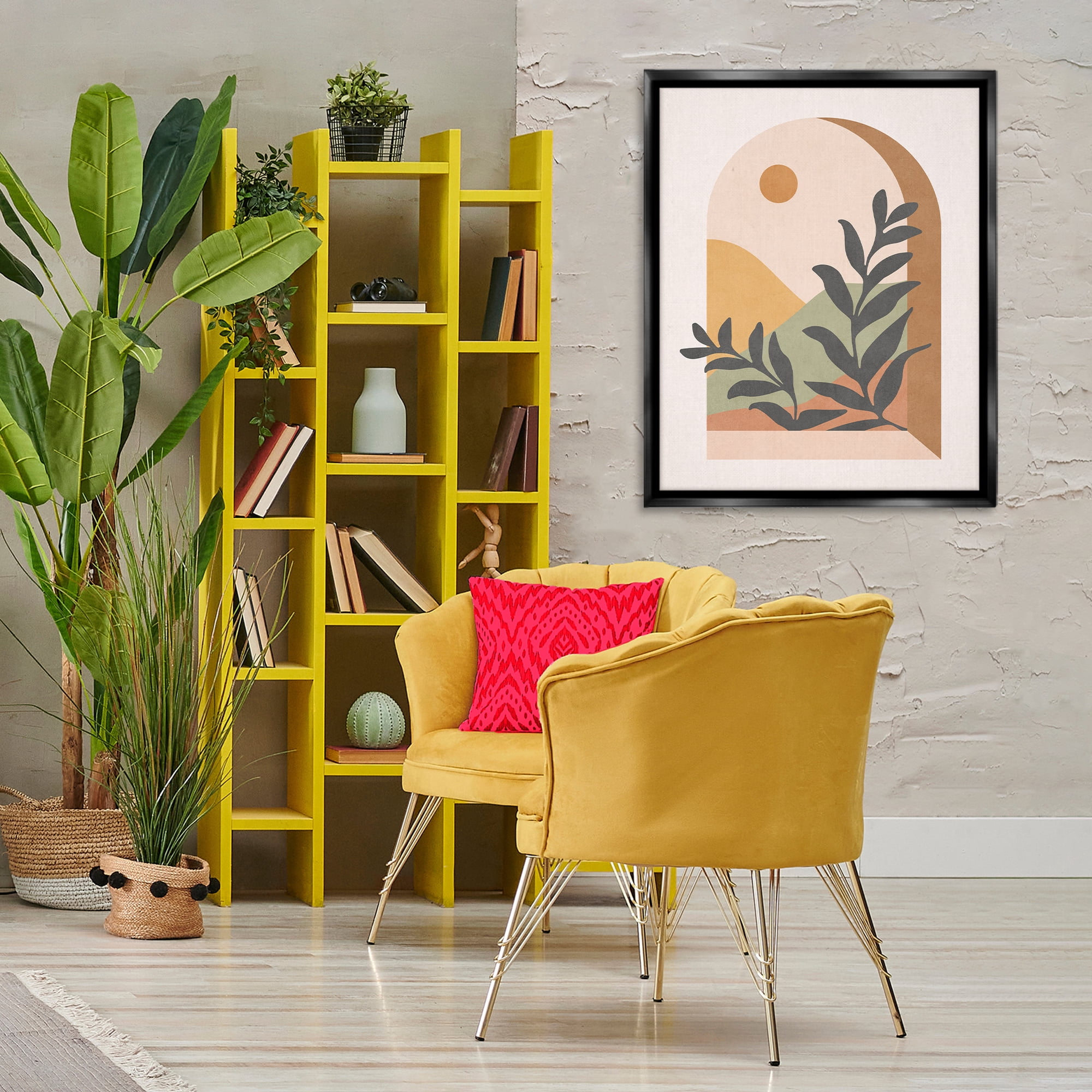 Stupell Industries Soft Boho Window View Landscape & Nature Painting Black Floater Framed Canvas Art Print Wall Art, 25 x 31