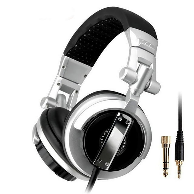 Auriculares SENICC de alta fidelidad, giratorios y plegables, para monitor de estudio, para grabación en salas de realidad virtual y juegos (plateados)