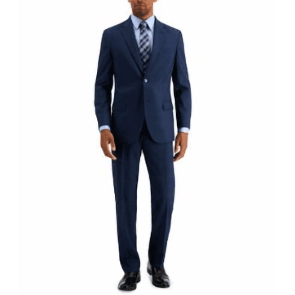Nautica Mens Modern fit 2 Piece Suit 36 S / 30 Waist Blue Plaid Stretch