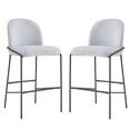 thumbnail image 2 of Kitchen Bar Stools, Counter Height Stools with Gray Fabric Seat and Antique Bronze Metal Frame, Upholstered Dining Stools for Kitchen Island, Home Bar, Restaurant, Set of 2, 2 of 8