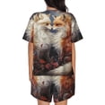 thumbnail image 6 of Daiia Romantic Flower Fox Couple Pattern Womens Pajama Sets Short Sleeve Pajamas for Women Sets Soft Lounge Sets Casual Round Neck Sleepwear PJS-4X-Large, 6 of 7