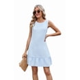 thumbnail image 2 of Summer Sleeveless Mini Dresses for Women Crewneck Tiered Ruffle Dress Tie Backless Short Dress Flowy A Line Dress XXL, 2 of 9