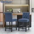 thumbnail image 4 of Blue Fabric Upholstered Counter Height Barstool Dining Chairs with Button-Tufted , Set of 2, 4 of 6