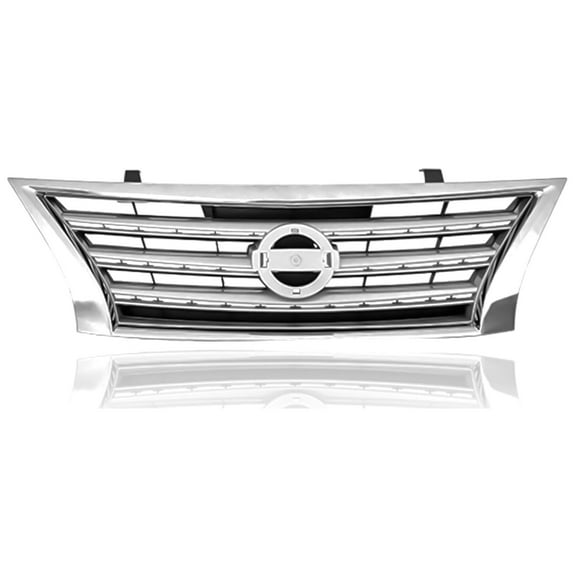 Grille - Cooling Direct Fit/For 623103SH0A 13-15 Nissan Sentra S/FE/SL/SV (Exclude SR) - Painted Silver/Black - With Chrome Moulding CAPA- Certified - With Emblem Provision