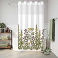 thumbnail image 6 of No Hook Shower Curtain, Watercolor Flowers Shower Curtains for Bathroom with See Through Top Window, Vintage Country Floral Leaves Spring Waterproof & Washable Bath Curtain Narrow 54"x78", 6 of 9