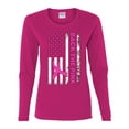 thumbnail image 2 of Wild Bobby Back the Pink American Flag Breast Cancer Awareness Women Graphic Long Sleeve Tee, Fuschia, XX-Large, 2 of 6