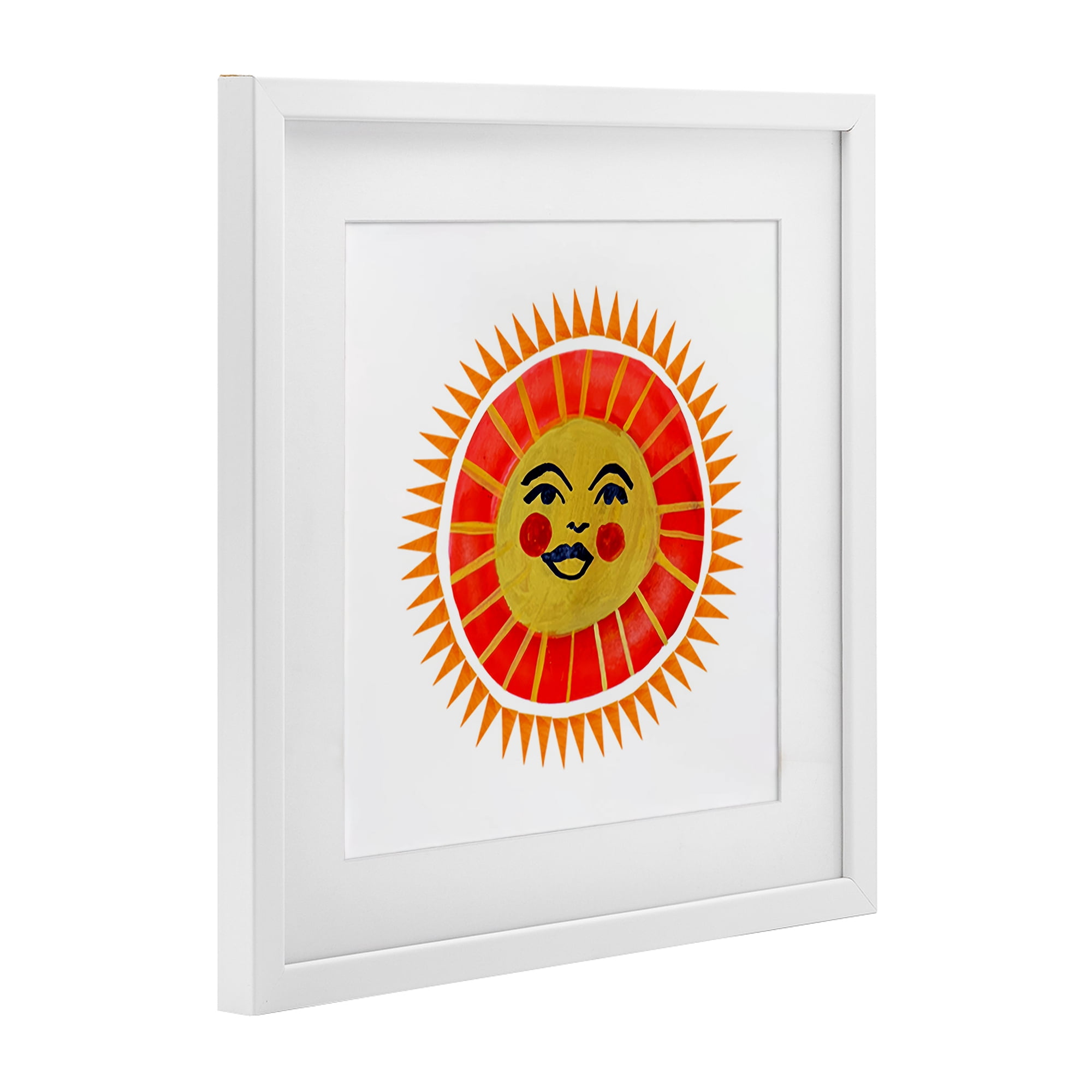 Stupell Industries Cheerful Boho Sun White Framed Print Under Glass, design by Katherine Herrell Studio