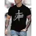 thumbnail image 1 of Camiseta de moda para hombre para verano al aire libre, informal, "Jesus Team", cuello redondo ligeramente elástico, manga corta, ropa elegante, camisetas de ocio., 1 of 9
