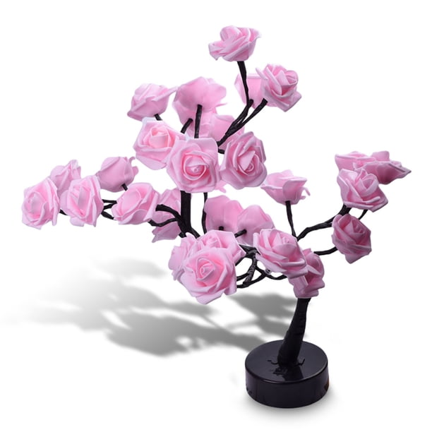 LED Rose Tree Nightlight Battery Touch Touch Touch Tabla Luz de noche Cumpleaños Nightstand de noche Lámpara de noche Decoración de fiesta Pink Speravity HA011054-01B