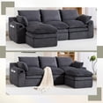 thumbnail image 3 of CARZZI 103" Cloud Modular Sectional Couches for Living Room, Modern L Shaped Boneless Sofa Couch with Ottoman & 2 Lumbar Pillows, Comfy Corduroy Deep Seat 3 Seater Sofa (Gray) | No Assembly Needed, 3 of 7