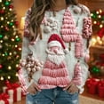 thumbnail image 2 of Bzhegqhd Women's T-shirts Christmas Print Sweatshirts Long Sleeve Round Neck Pullover Top No Hood Loose Fit Casual Fashion Blouse Plush Soft Fleece Fall Winter Tee, 2 of 8