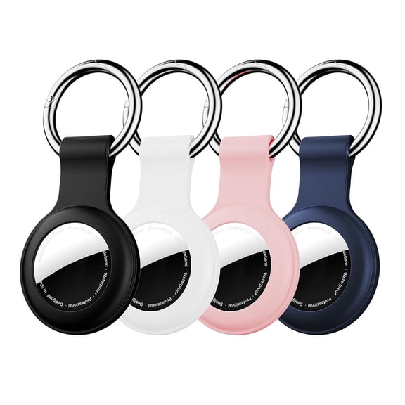 Silicone Case for Airtag Keychain AirTags Holder Case Key Ring, Compatible with Apple AirTag for Luggage, Keys, Bags, Dog Collar (4 Pack)
