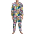 thumbnail image 3 of Honeii Cartoon Marine Animals Pattern Mens Pajamas Set,2pcs Men's Lounge Long Sleeve Sleep Shirt and Pajama Bottoms Sleepwear Set,Mens Pjs Sets-Medium, 3 of 7