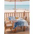 thumbnail image 2 of Outdoor Tablecloth with Umbrella Hole for Patio/Picnic/Party/Camping, Orange Navy Blue Coral Waterproof Table Cloth Rectangle Table Cover Washable, Summer Beach Coastal Ocean Wooden (60"x 84"), 2 of 8