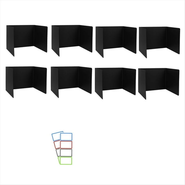 Paquete de 8 Divisores de Escritorio para Estudiantes, Divisor de Plástico Impermeable para Carrito de Estudio, Protector de Privacidad para Aula Fácil de Limpiar, Negro