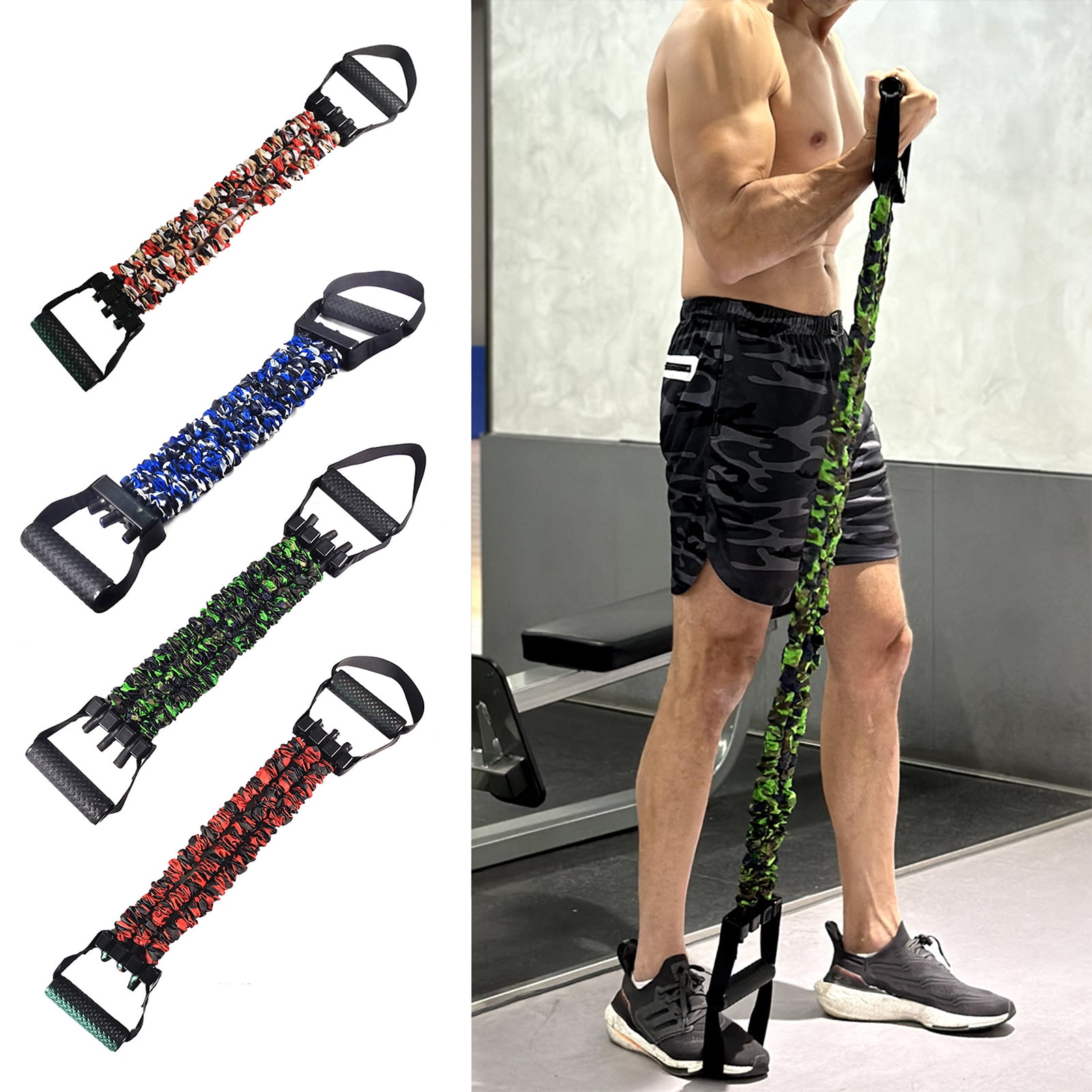 YIFAEUX Adjustable Resistance Band with Detachable 3-Tube Chest Expander Shoulder Stretcher Men Strength Training Fitness Full Body Stretching Band with Handle