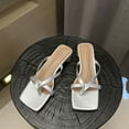 thumbnail image 4 of Dakaela Flip Flop Heels for Women Square Toe Block Heeled Thong Sandals Dress Slides Mules, 4 of 7