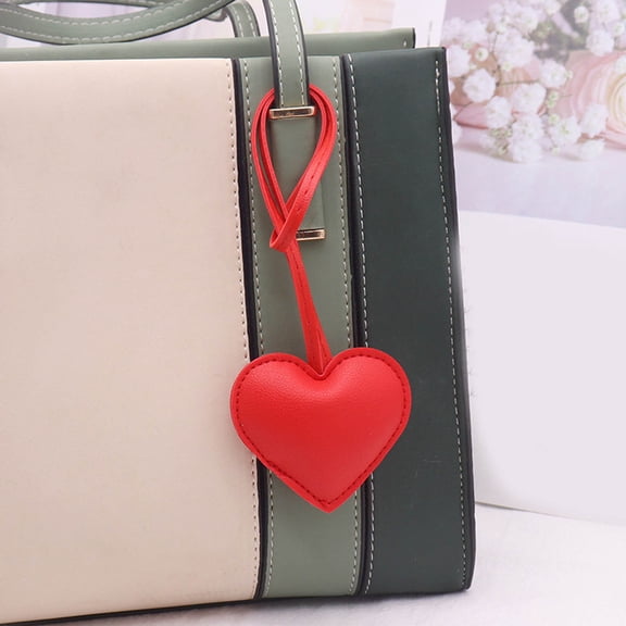 Leather Heart Bracelet Minimalist Bag Charm Keychain Fashion Jewelry Accessory for Women Men Couple