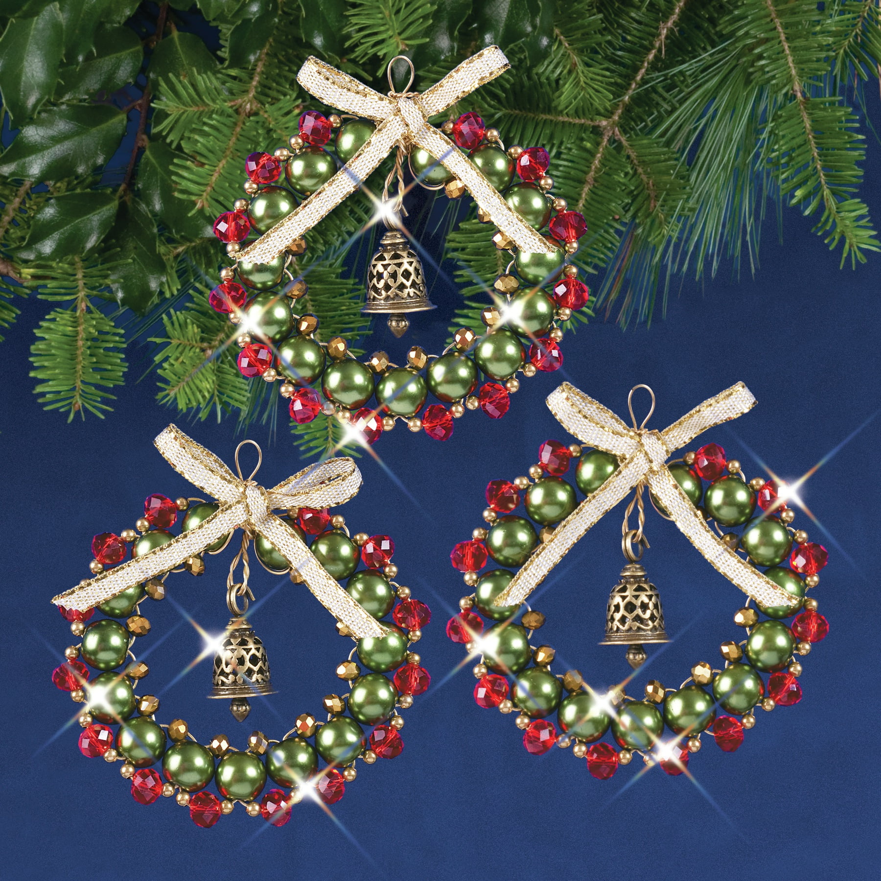 Nostalgic Christmas Beaded Crystal Ornament KitRuby, Green & Gold Bell