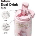 thumbnail image 4 of Sidagar 26 fl oz Stainless Steel Insulated Water Bottle with Handle, Leakproof Straw Lid, Floral Pink, 4 of 10