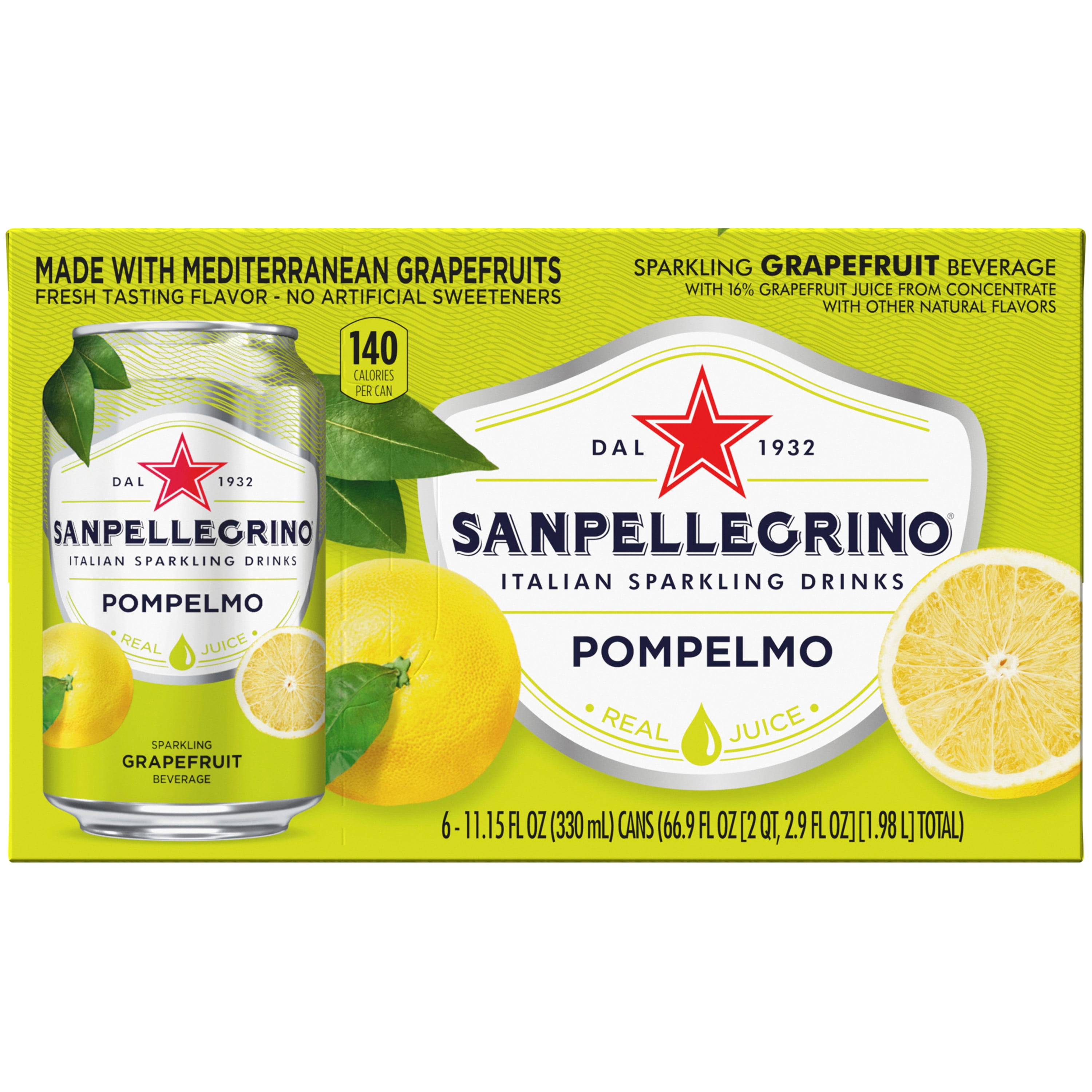 Sanpellegrino Grapefruit Italian Sparkling Drinks, 11.15 fl oz. Cans (6