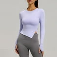 thumbnail image 2 of Workout Tops for Women Long Sleeve Split Hem Shirt Yoga Top Running Shirt Seamless Athletic Top Beige XL, 2 of 9