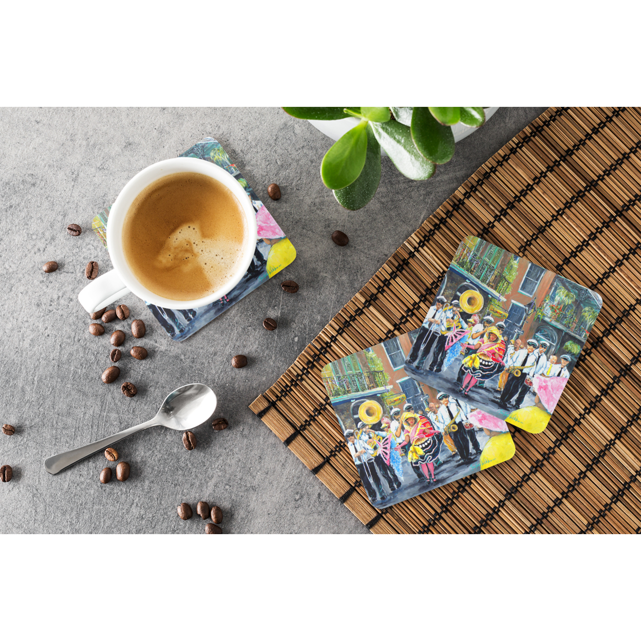 French Quarter Frolic Foam Coaster Set of 4