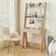 thumbnail image 2 of Costway Home Office Ladder Desk Wall-Leaning Laptop Workstation with Storage Shelves Natural, 2 of 10