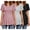 Black/Pink/Black Stripe, variant on Weardear 3 Packs Womens Maternity Shirts Flying Short Sleeve V Neck T-Shirt Summer Empire Waist Pregnancy Tops
