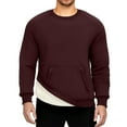 thumbnail image 5 of Fshiont Men's Fleece Sweatshirt Sherpa Lined Crewneck Basic Winter Thick Pullover Tops with Pocket Wine L, 5 of 5