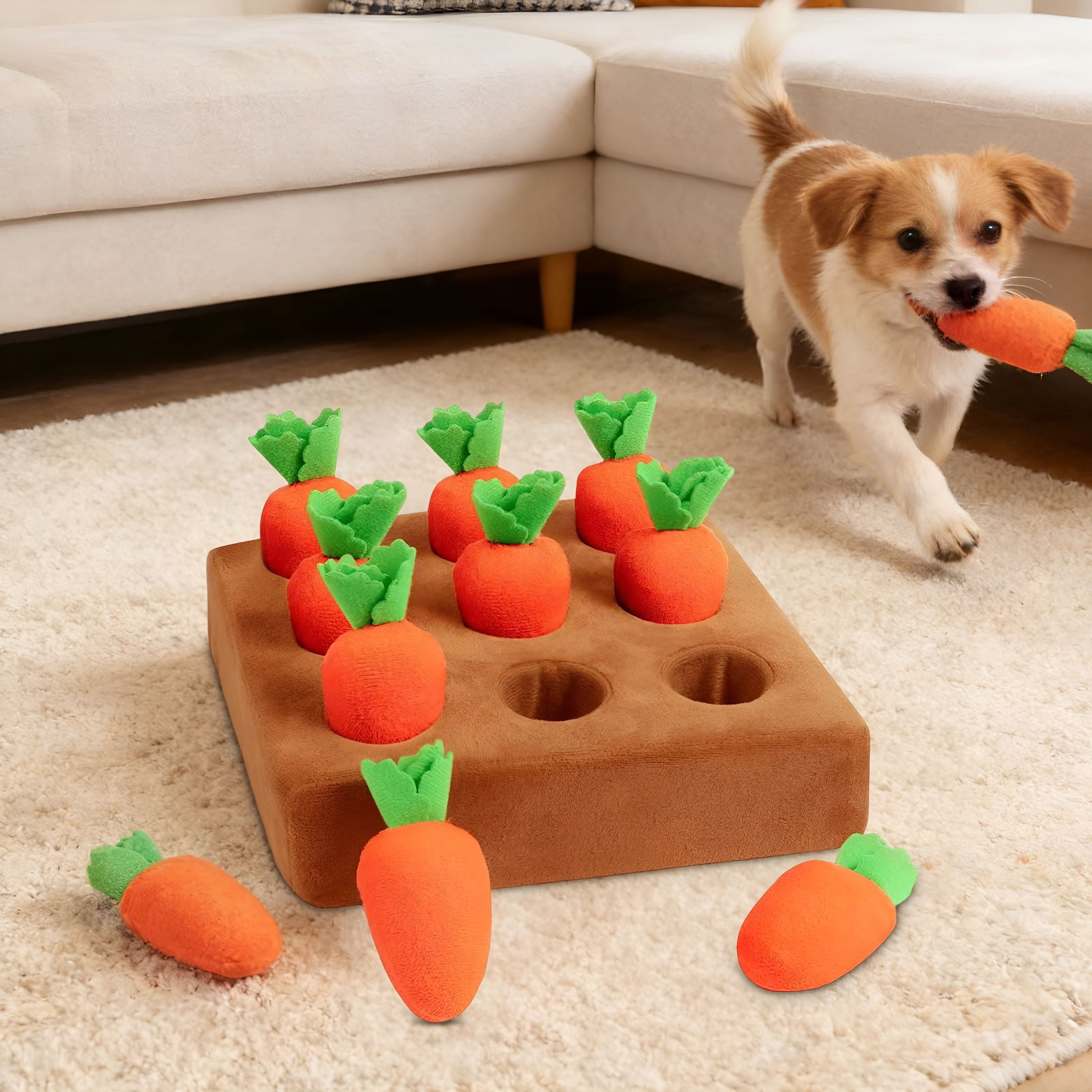 BESTSKY 2026 New Dog Enrichment Puzzle,Carrot Dog Toys Interactive Squeaky Carrot Farm Snuffle Mat for Mental Stimulation and Puppy Brain Training,Small,Medium and Large Dogs with 9 Carrots