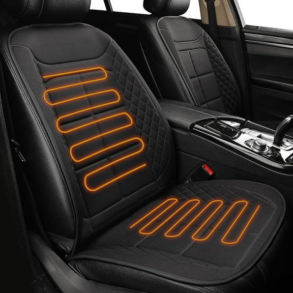 SriGM Heated Car Seat Cushion, Comfortable Seat Cover Heater for Cars Trucks SUV Van, Full Back and Seat Cushion for Driver or Passenger Black 1 Pack