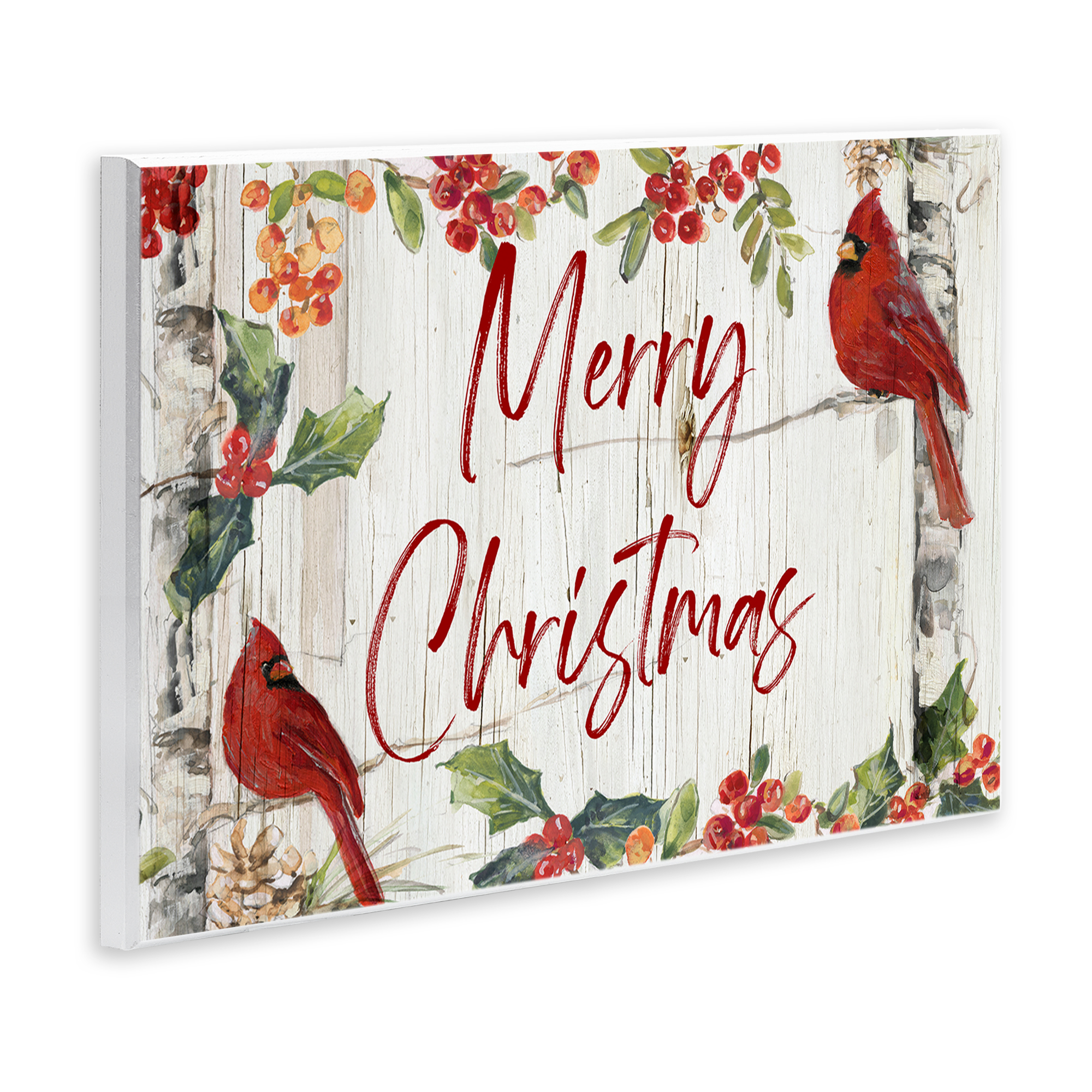 Stupell Industries Christmas & Cardinal Birds Holiday Painting Unframed Art Prints Wall Art, 19 x 13
