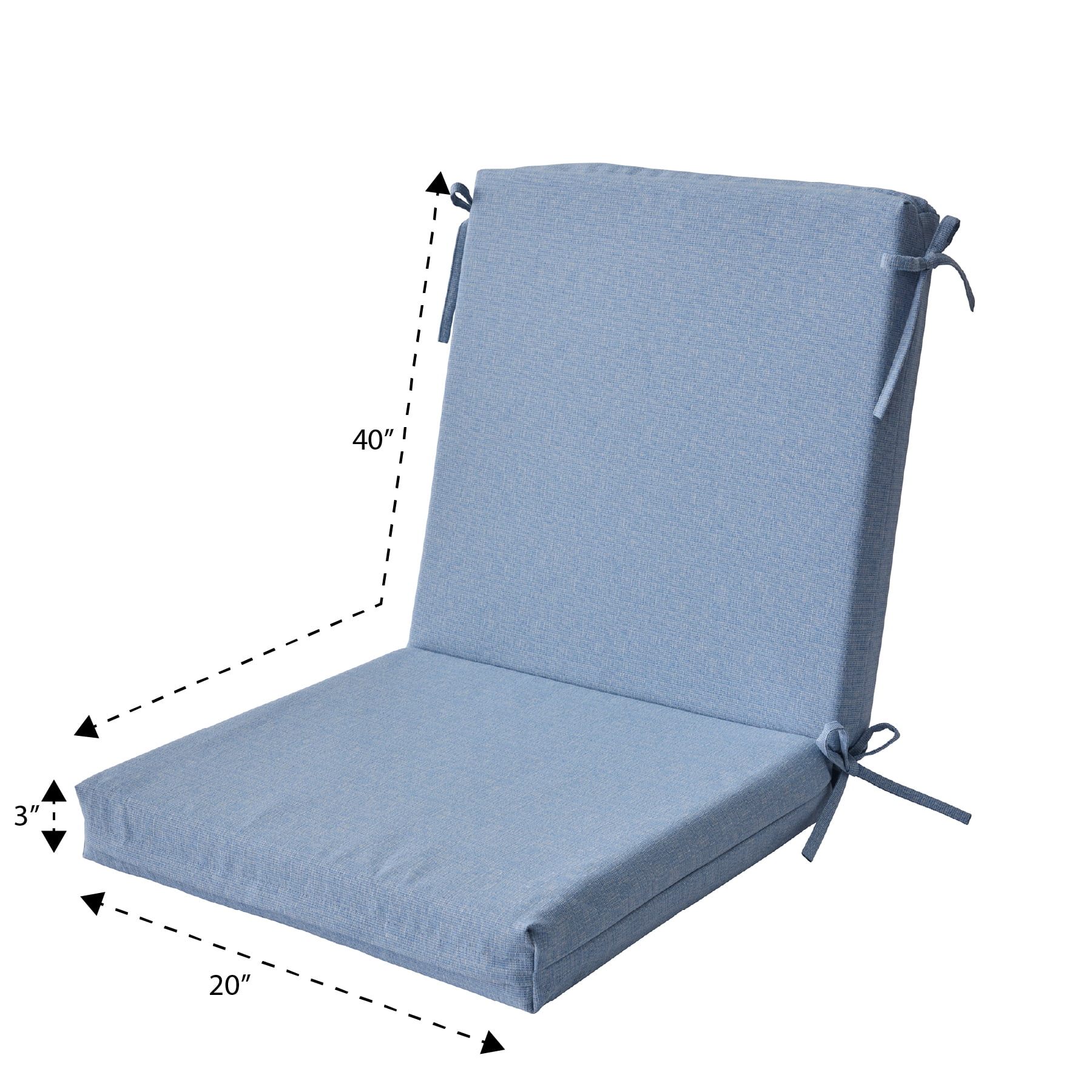 Better Homes & Gardens 44 in x 20 in Outdoor Chair Seat Cushion, 1-Piece, Light Blue