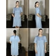 thumbnail image 3 of Ekouaer Women Zipper Robe Short Sleeve Duster Housecoat Short Bathrobes Zip Front Nightgown with Pockets, 3 of 4