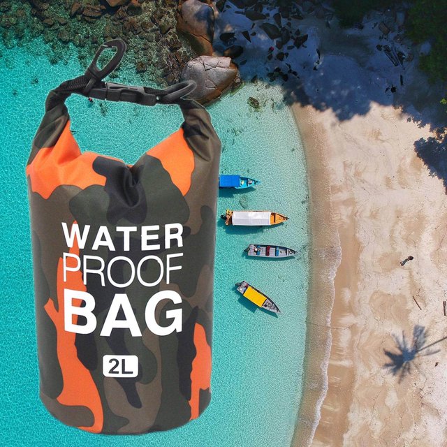 thinsony Small 2L Waterproof Dry Bag Crossbody Shoulder Bag for Kayaking Orange