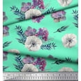 thumbnail image 3 of Soimoi Moss Georgette Fabric Leaves,Succulent & Anemone Flower Print Fabric by the Yard 42 Inch Wide, 3 of 3