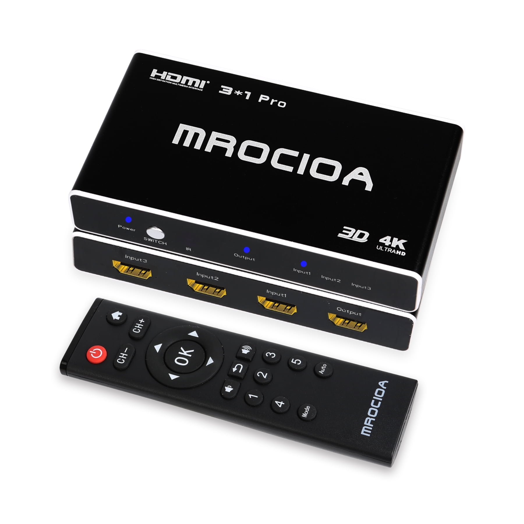 HDMI Switch Arc, 3 in 1 Out 4K@60Hz Metal HDMI Switcher Splitter, Mrocioa HDMI Splitter Box with Remote for PS5/Xbox One/OLED TV/Sky Box - Walmart.com