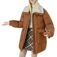 thumbnail image 1 of ManxiVoo Womens Medium Length Puffer Jacket Winter Thickened Cotton Blend Coat With High End Texture L Size Orange, 1 of 9