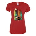 thumbnail image 2 of Trippy California Redwoods Forest Fox Silhouette | Womens Fashion Graphic T-Shirt, Red, Small, 2 of 4