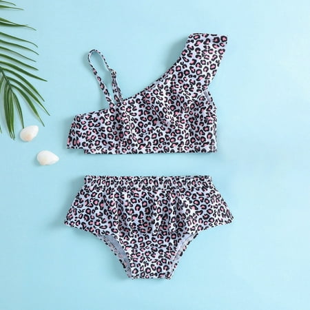 

CHGBMOK Summer Toddler Swimsuit Kids Baby Girls Fashion Cute Mermaid Leopard Print Bikini Swimsuit Set