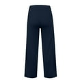 thumbnail image 7 of ManxiVoo Women's Casual Drawstring Waist Wide Leg Pants with Pockets Comfortable Soft Lounge Athletic Trousers L Size Dark Blue, 7 of 7
