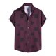 thumbnail image 1 of Blusa informal de manga corta con estampado de rayas playeras y botones para hombre Pompotops oipoqjl27774, 1 of 9