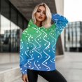 thumbnail image 5 of COEQINE Women's Hoodies Lightweight Oversized Sweatshirts Pullover Fashion Y2K Cozy Long Sleeves Crewneck Soft Casual Wear White Waves and Stars Green blue gradually Outfits Clothes, M, 5 of 7
