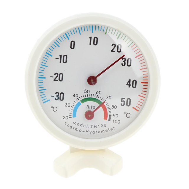 Termómetro con forma de reloj Mini Analógico Humedad Medidor de Temperatura Termómetros Higrómetro de Interior Ronda Fanmusic Termómetro con forma de reloj