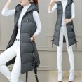 thumbnail image 5 of FEIFLY Women Casual Solid Color Coats Hooded Vest Zipper Pockets Loose Sleeveless Jacket Long Coats Classic Female Outwear, 5 of 7
