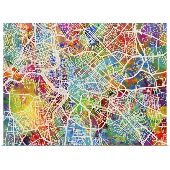 Great BIG Canvas | Rolled Michael Tompsett Poster Print entitled Rome Italy Street Map